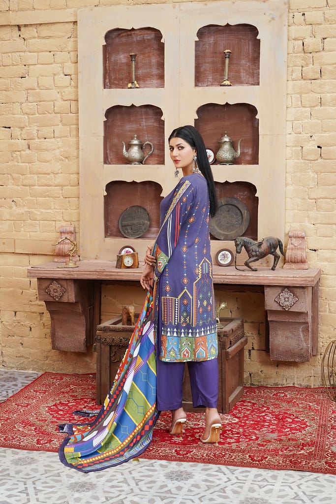 Purple Linen Dress 3pcs